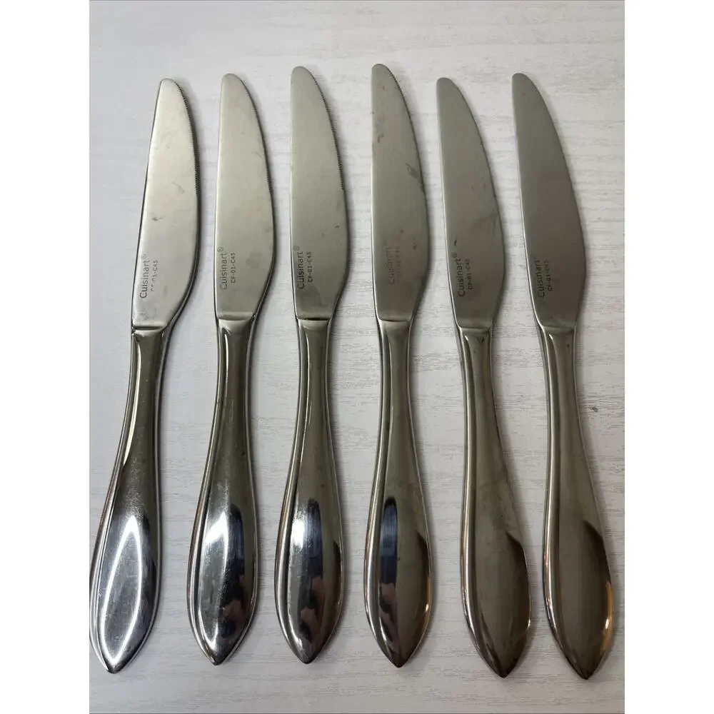 Lot of 6 Cuisinart Irais CF-01-C45 Stainless Dinner Knives Replacement Flatware